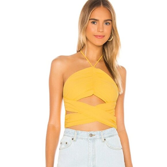 Superdown Harlie Halter Top Size Medium New Yellow Revolve - Picture 1 of 4